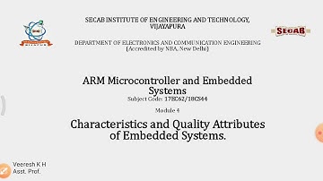 Embedded system - Characteristics and Quality Attributes | 18CS44 | 17EC62 | Veeresh H