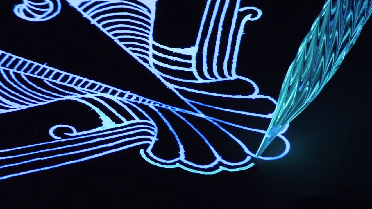 Artist Creates a Mesmerizing Glow in the Dark Drawing Using a Glass Pen and  UV Ink