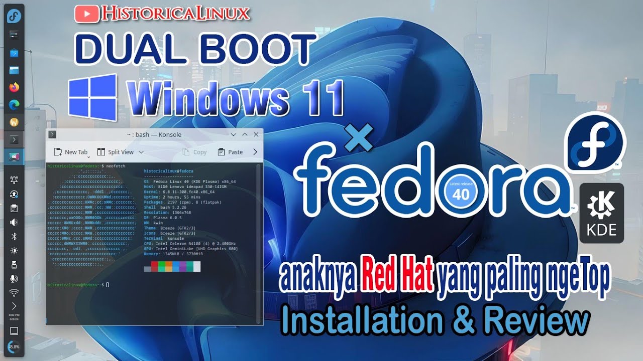 Ayo Install Fedora 40 KDE | Dual Boot Windows 11 | BricsCAD Review ...