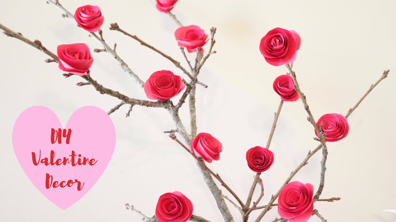 DIY Valentine's Decor | Paper Rose | Valentines Craft Ideas ...