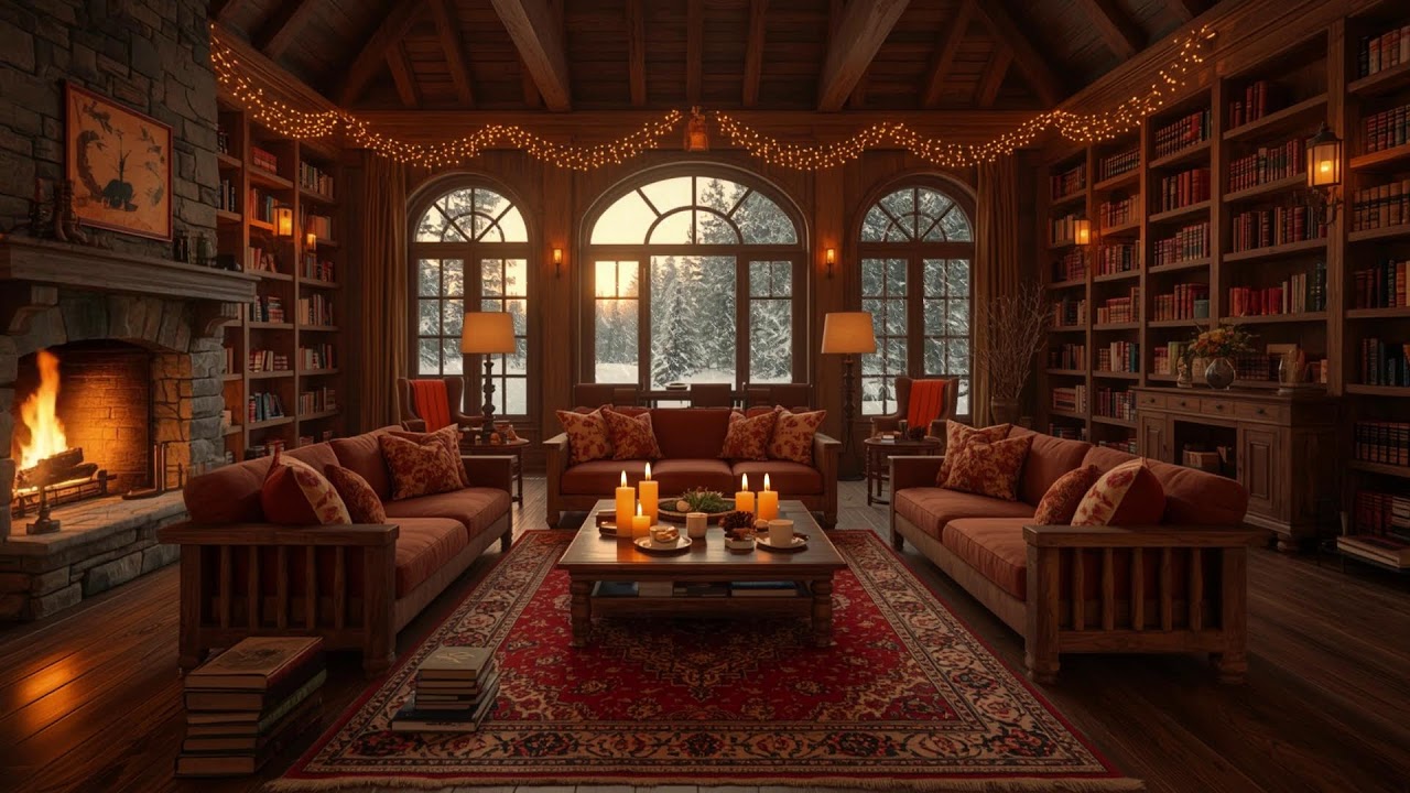 Gentle Winter Focus Jazz ❄️ Fireplace Sounds for Deep Study & Calm Productivity