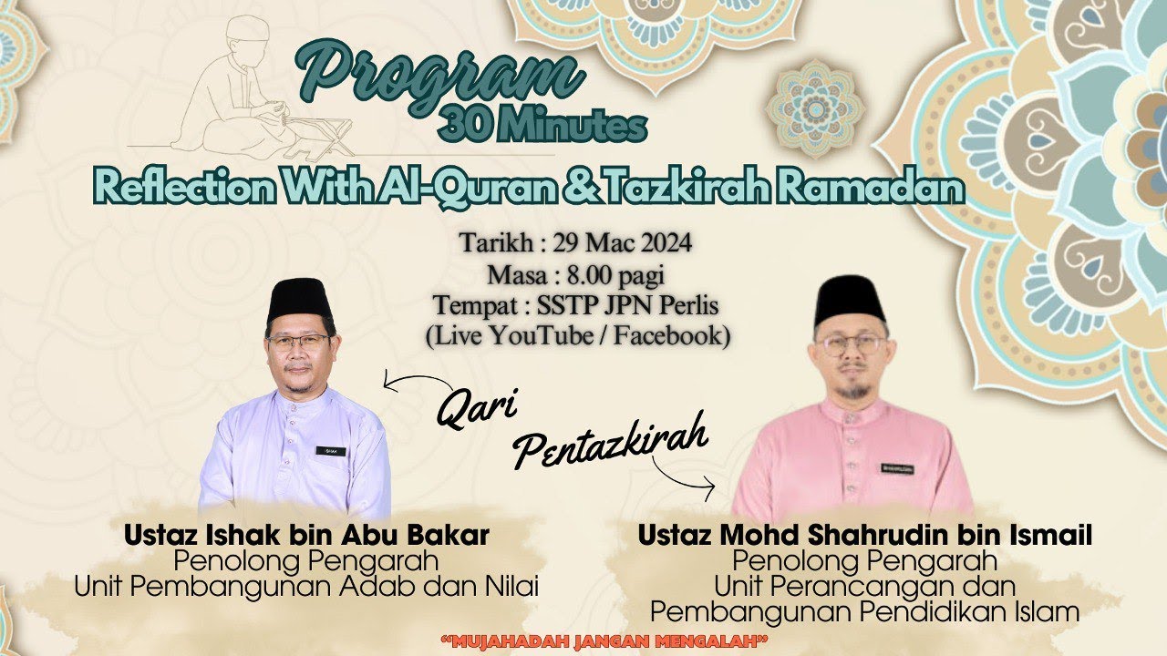 🔴[LIVE] PROGRAM 30 MINUTES REFLECTION WITH AL-QURAN & TAZKIRAH RAMADAN ...