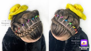 💕🐰Time Lapse. Braiding. Pull Through Braid and Ponytail, Cute and Easy🐰💕 #timelapse #hairstyles