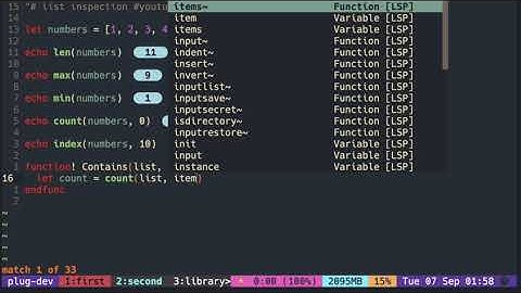 Vimscript Tutorial: List ( inspection )