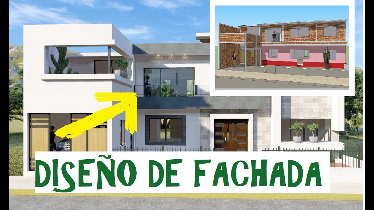 ☀FACHADA MODERNA PARA CASA DE DOS PISOS - REMODELACION DE FACHADA - hacer  una fachada en sketchup - YouTube