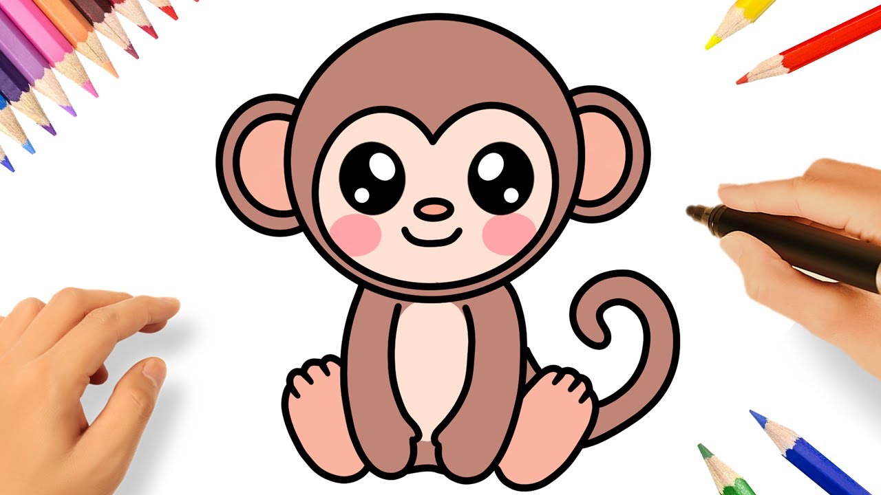 Cartoon Cute Monkey Coloring Page Vector Graphic by KironCR780 · Creative  Fabrica