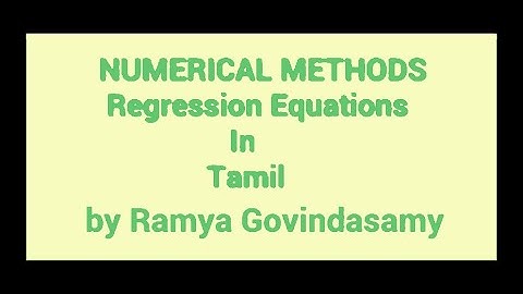 Regression Equations in TAMIL ( part 1)
