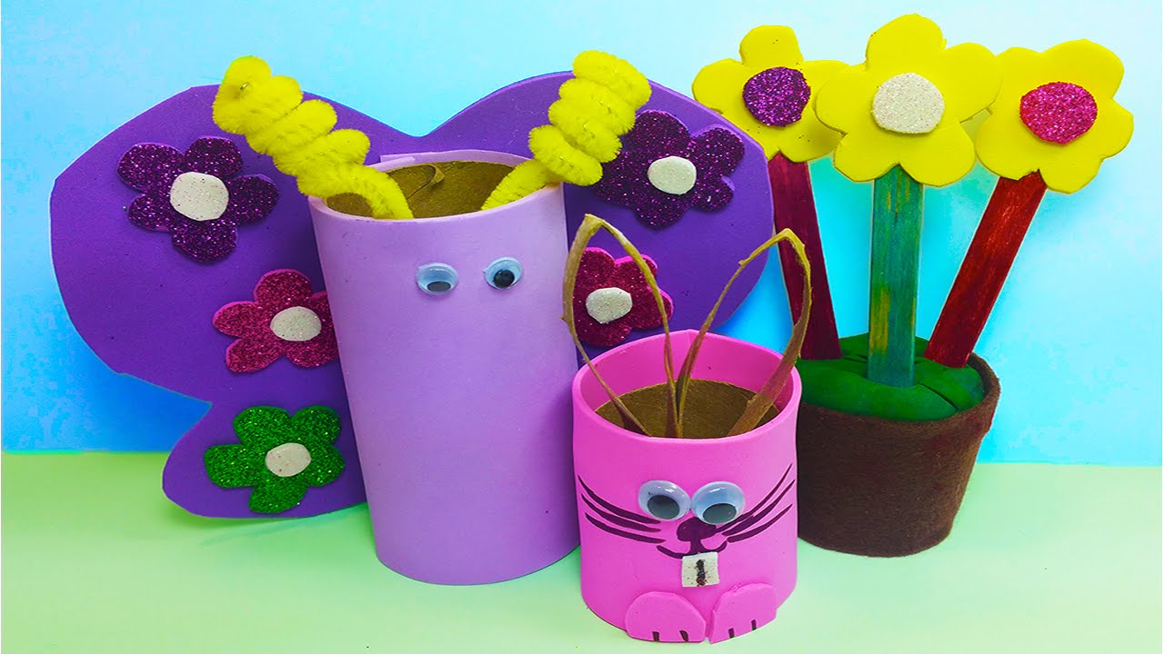 DIY: How to Make 3 Cute Handmade Spring time / Easter Crafts for Kids