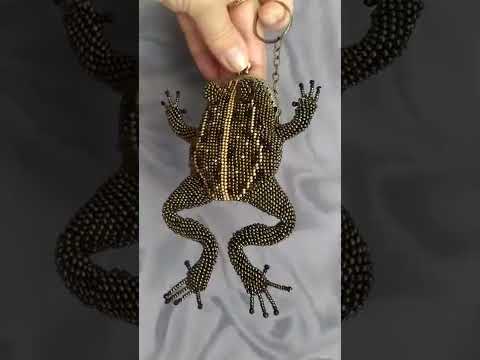 Монетница из бисера Земляная Лягушка, beaded coin purse Frog