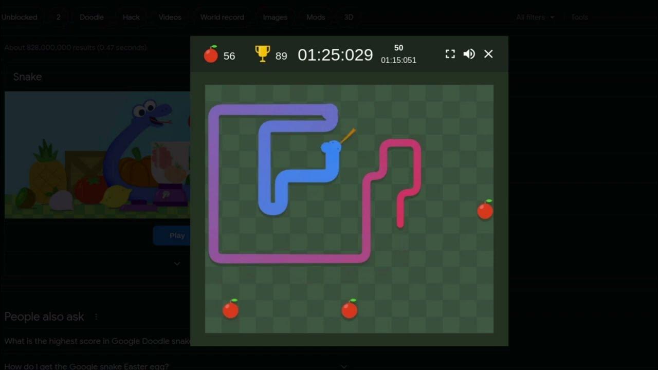 What Is The Google Snake World Record Google Snake World Record [2:51.829 Seconds] (Classic, Dice, Slow, 100