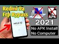 MIUI 12 Google Account Bypass | Mi 9A 9i 9c Frp Bypass | Redmi 9a 9c 9i Google account unlock