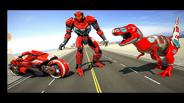 Dino Robot Bike Transform game #4 Android Gameplay