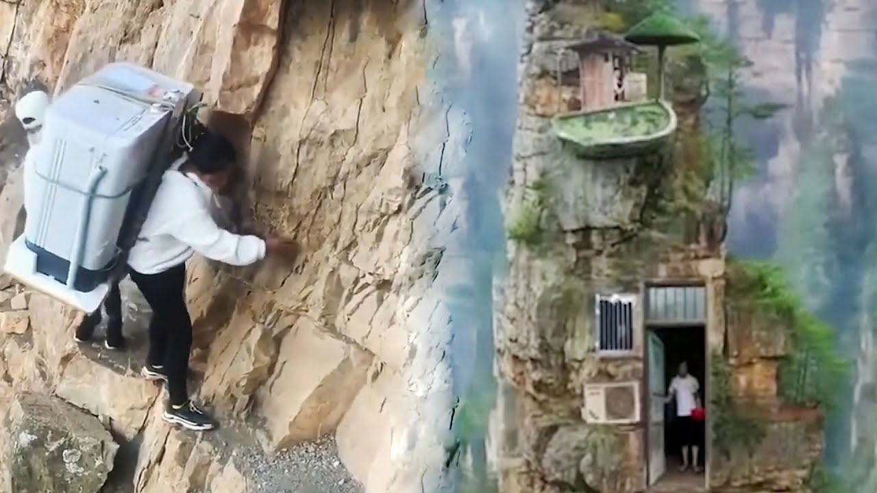 Amazing village on a steep cliff | The most thrilling way home - Tough rural life