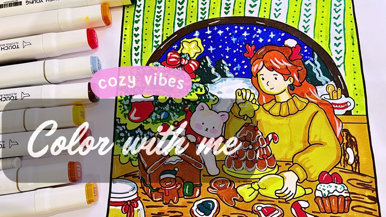 🌈COLOR WITH ME (ASMR)/cozy vibe christmas🎄