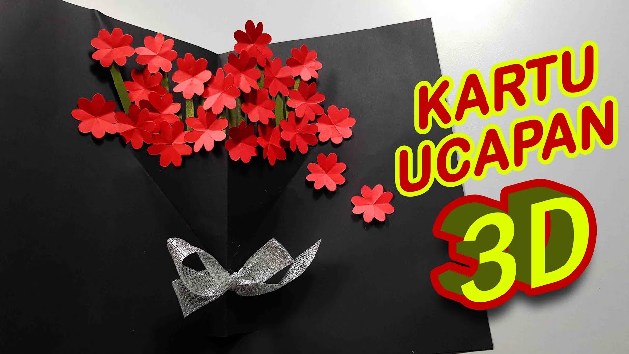 CARA MEMBUAT KARTU UCAPAN BUNGA 3D | TUTORIAL 3D POP UP ...