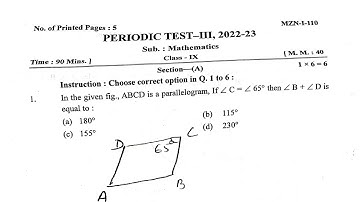 Class-9 PT-3 MATHS / 2022-23 / Question Paper of PERIODIC TEST-3 for Kendriya Vidyalaya Students