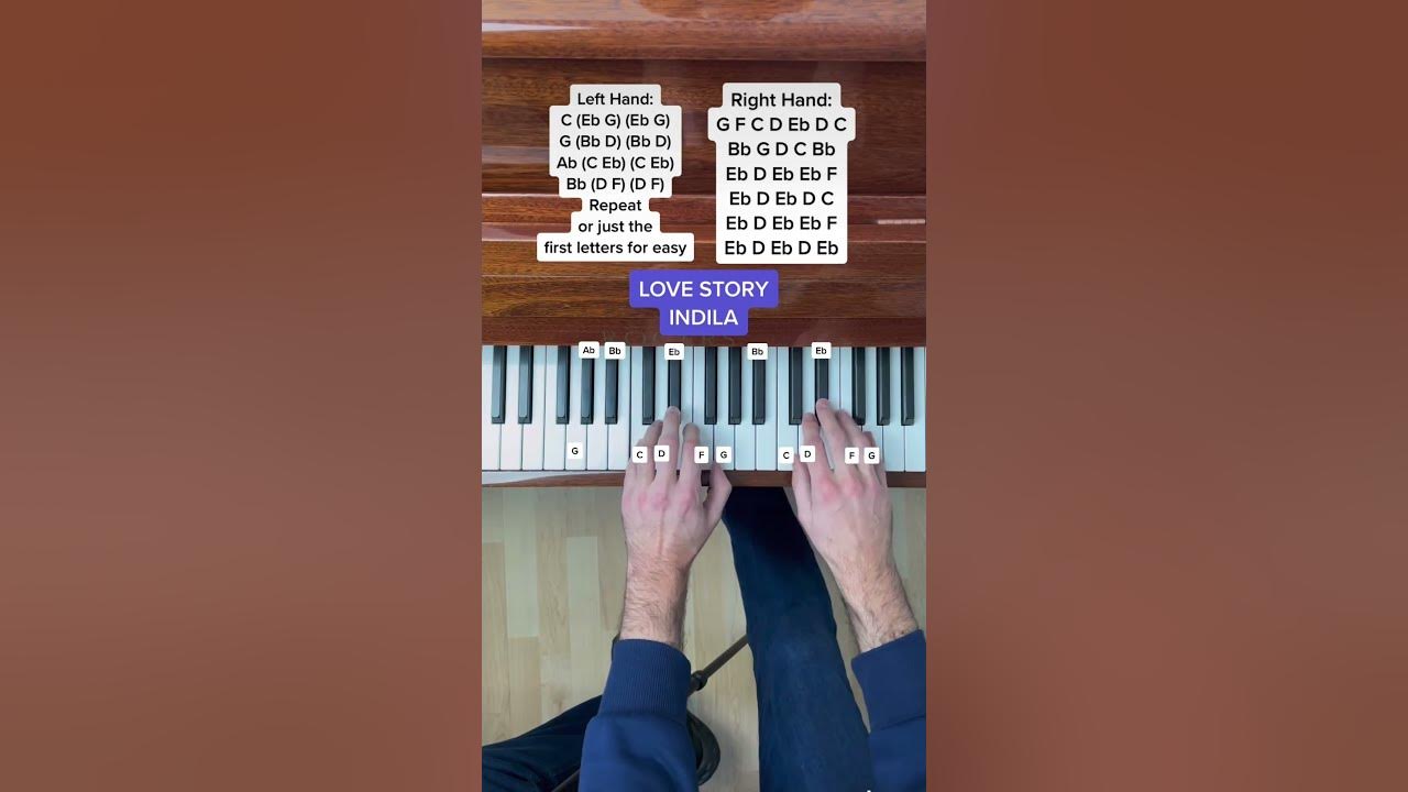 Love Story - Indila (Piano Tutorial with Letter Notes) #Shorts