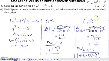 2000 AP Calculus AB Free Response Question #5