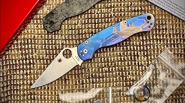 Spyderco PM2 Custom Titanium Scales/Marbled Carbon Fiber Scales/Custom Titanium Clip ELMAX Limited
