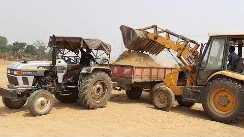 Eicher 380 Power Plus Tractor With Fully Loaded Trolley Pulling | Jcb Video | Mahindra Tractor Power