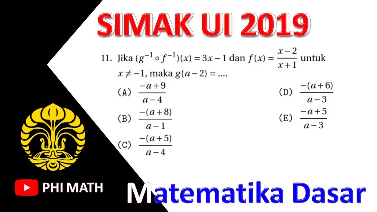 Pembahasan Matematika Dasar Simak Ui 2019 Kode 521 11 Fungsi Komposisi