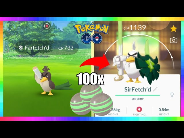 Evolving SHINY GALARIAN FARFETCH'D into Sirfetch in Pokemon Go! #farfe