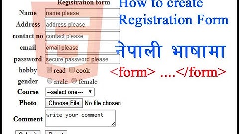 HTML # How to create Registration Form || Nepali Language