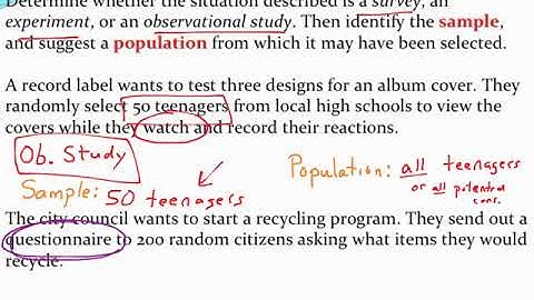 Identifying surveys, experiments, and observational studies (and samples/populations)