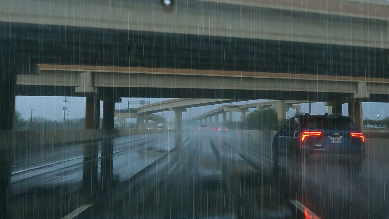 Driving Heavy Rain in Traffic Highway Road Noise Rain White Noise - YouTube