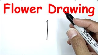 how to draw a flower simple with number 1 drawing with number