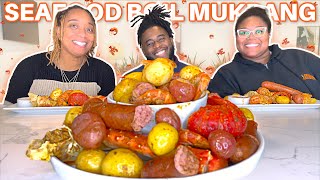 FAMILY SEAFOOD BOIL MUKBANG WITH SHENA&#39;S MOM &amp; SISTER | GIANT PRAWNS, LOBSTER TAIL, KING CRAB