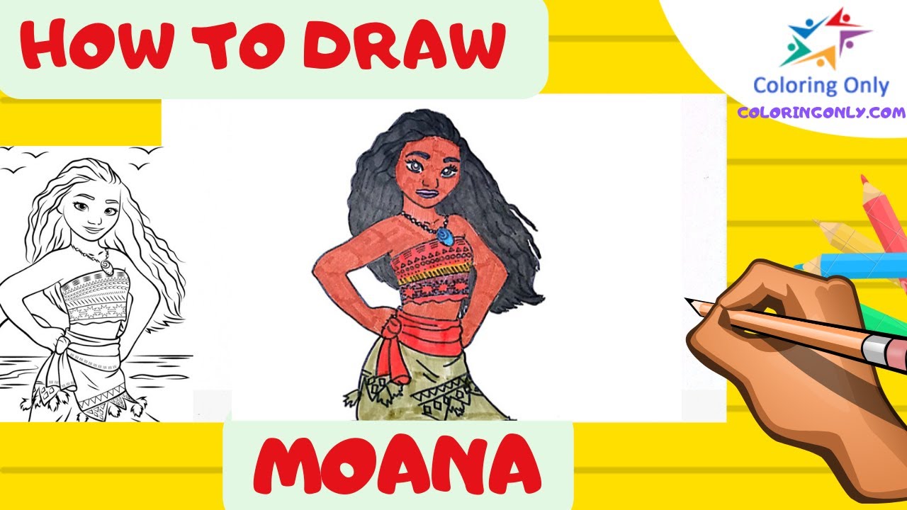 How to Draw Moana in 5 minutes - Step-by-Step Drawing Guide - YouTube