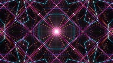 Abstract Rainbow Glowing Neon Kaleidoscope Rotating Fractal Pattern 4K UHD 60fps 1 Hour Video Loop