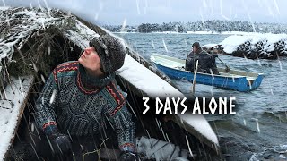 Can I Survive 3 Days on a WINTER ISLAND? Camping in Heavy Snow, Building a Shelter