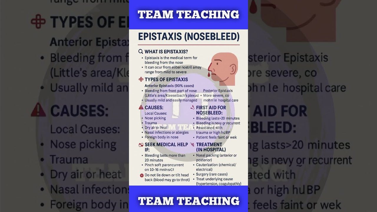 Epistaxis ll Nosebleed ll Types of epistaxis ll causes and treatment 