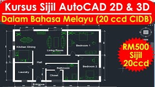 AutoCAD Tutorial Bahasa Melayu - Membina Lukisan Pelan Bangunan Rumah Lengkap screenshot 3