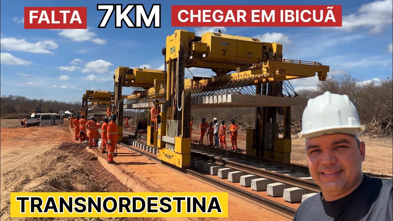 Obras Transnordestina Montagem dos trilhos e dormentes. 
