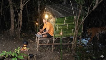 Camping hujan deras nekat bermalam di shelter bambu tengah hutan tidur nyenyak sepanjang malam