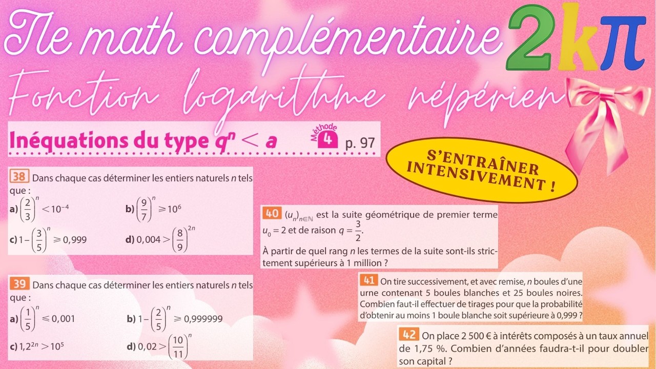 38-42p104 Pour maîtriser les inéquations exponentielles avec q^n - Stage intensif