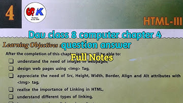 Dav class 8 computer chapter 4 question answer | HTML - III | Full notes of chapter 4