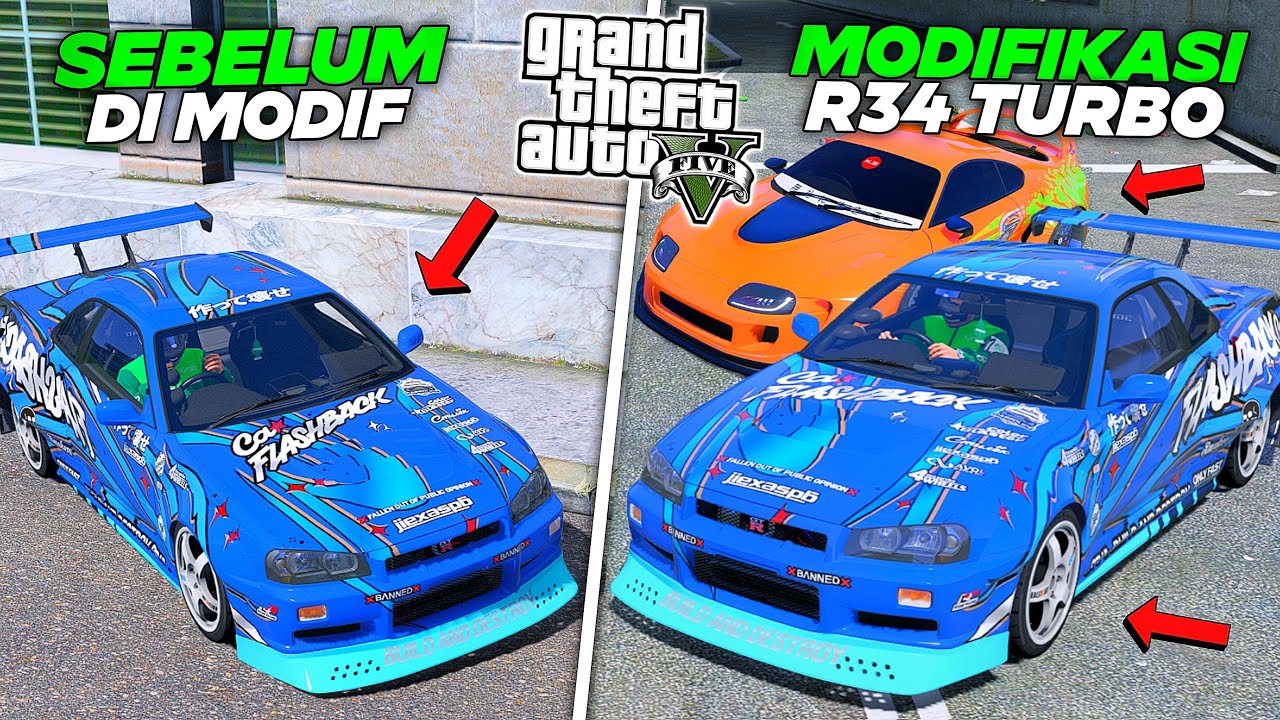 Aku MODIFKASI Mobil GTR R34 Turbo Langka Untuk Ikut Balapan CARMEET JDM Di - GTA 5 MOD
