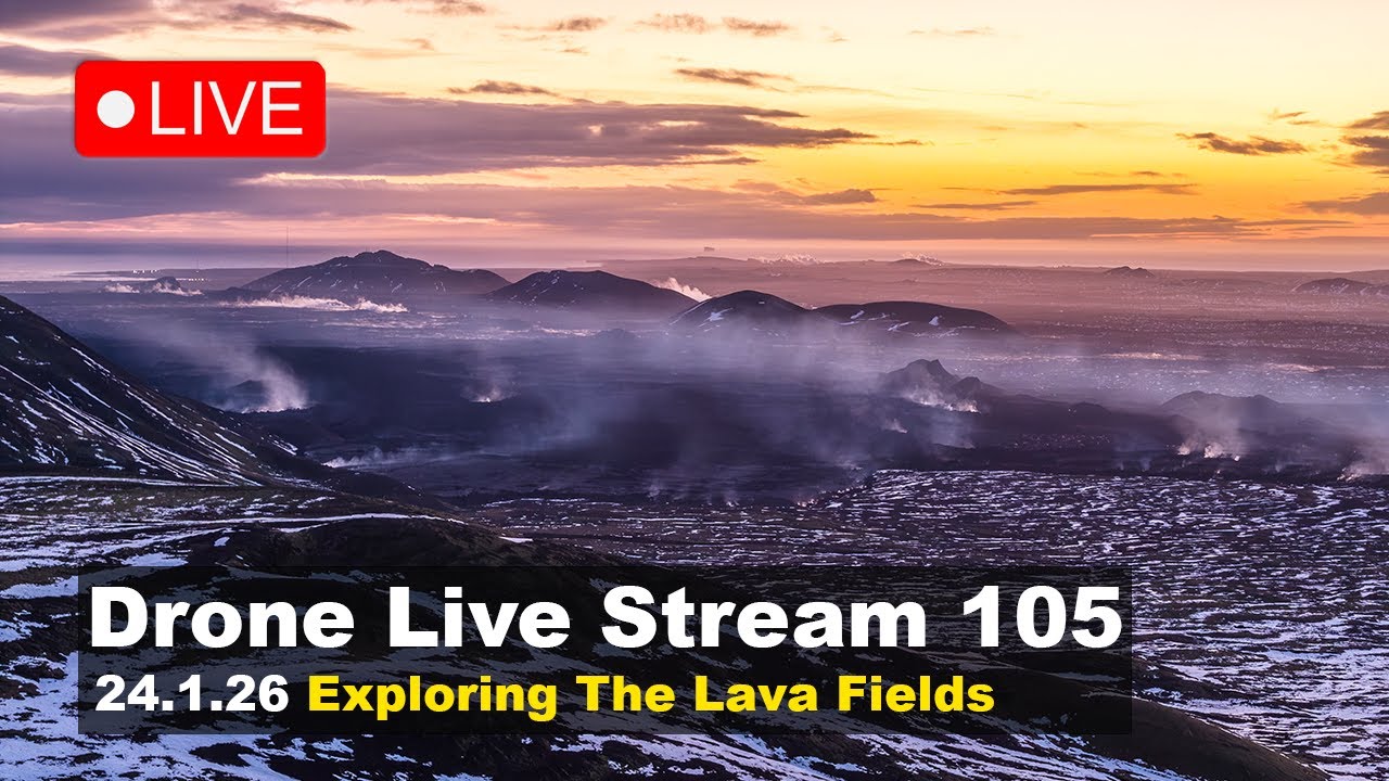 LIVE 24.1.26  Exploring Sundhnúksgígar eruption area, drone live stream