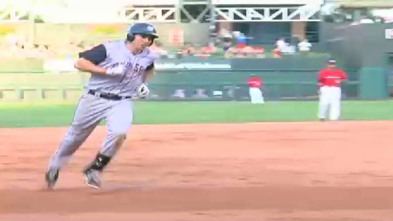 Matt McBride hits a home run for the Sky Sox