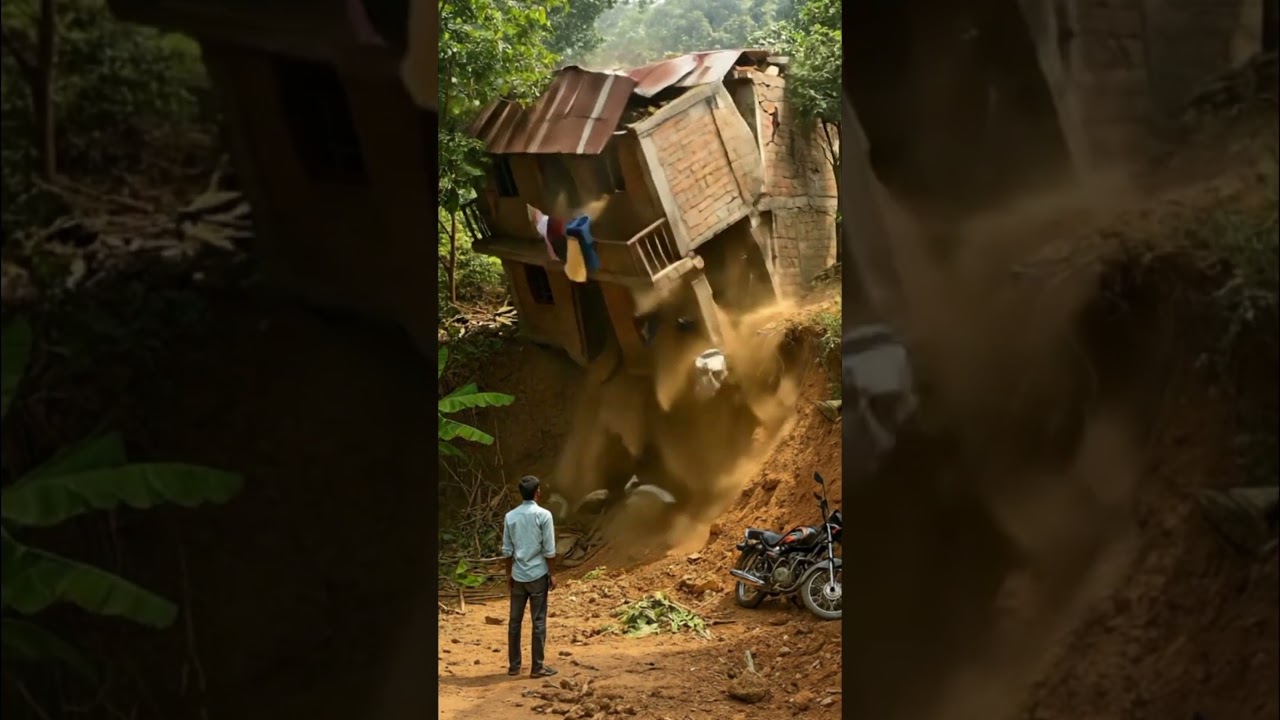 Heartbreaking: Watch a Village House Collapse in Seconds!