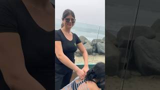 This is the best way to relax on the beach #massage #beachvibes #neckmassage #footmassage