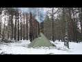Cozy winter camping ambience, Hot Tent