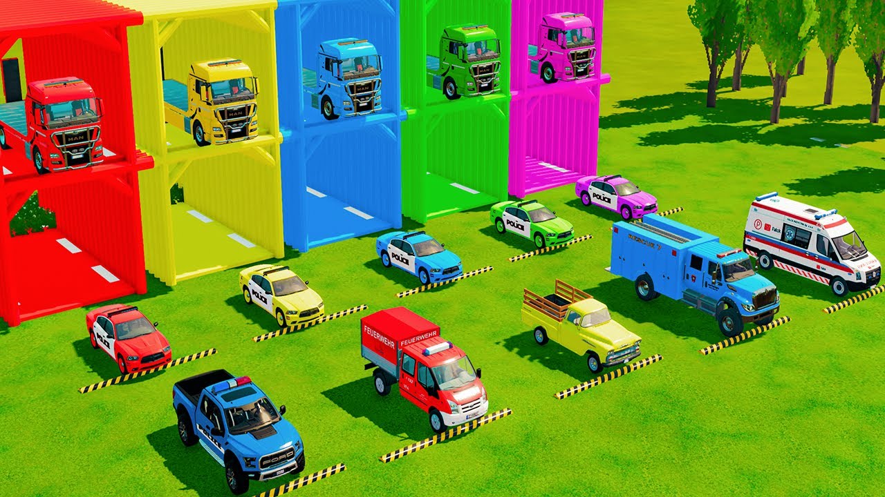 TRANSPORTING ALL POLICE & AMBULANCE EMERGENCY VEHICLES WITH MERCEDES POLICE TRUCKS NEW MAP! FS22 #20