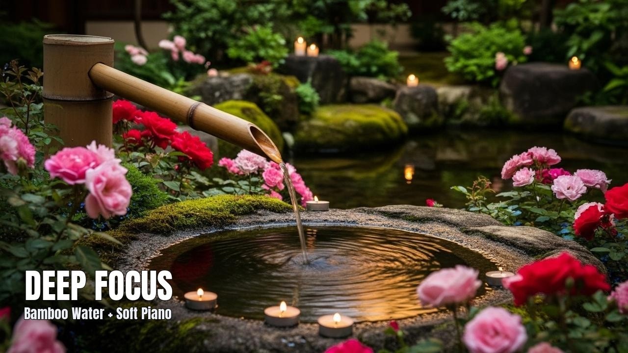 Deep Focus for Work & Study: Bamboo Water + Soft Piano (No Lyrics) • Live Soundscape