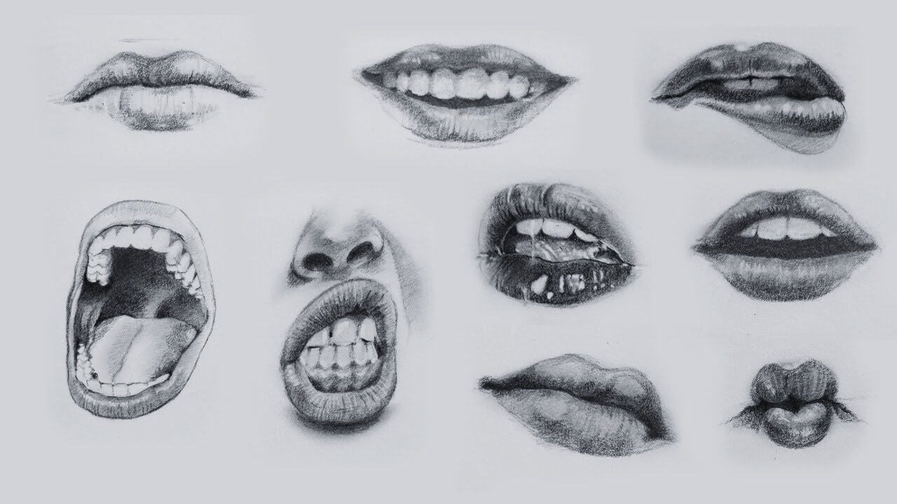 How to Draw Lips - Step by Step | Basic structure from various angles ...