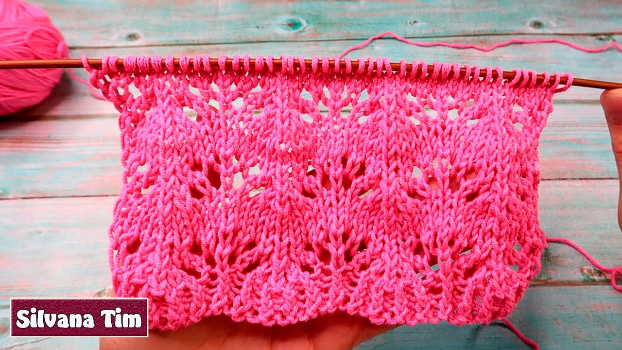 Punto de Encaje Tejido a Dos Agujas / puntos a dos agujas para tejer Jersey, Blusa, Estola o Bufanda